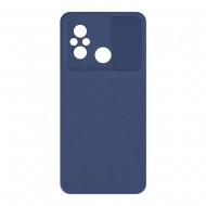 Capa Silicone Gel Xiaomi Redmi 12c Azul Marinho Com Protetor De Câmera E Janela Deslizante