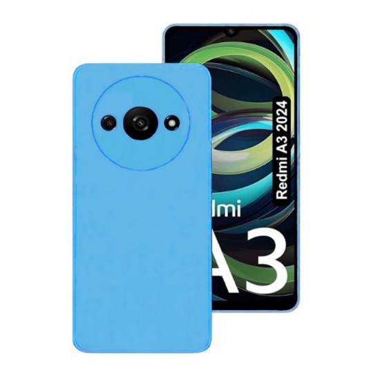 Capa Silicone Xiaomi Redmi A3 Azul Com Protetor De Câmera