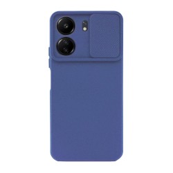 Capa Silicone Gel Xiaomi Redmi 13c 4g Azul Com Protetor De Câmera E Janela Deslizante