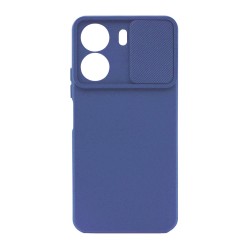 Capa Silicone Gel Xiaomi Redmi 13c 4g Azul Com Protetor De Câmera E Janela Deslizante