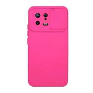 Capa Silicone Gel Xiaomi 13 Rosa Choque Com Protetor De Câmera E Janela Deslizante