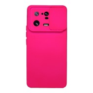 Capa Silicone Gel Xiaomi 13 Pro Rosa Choque Com Protetor De Câmera E Janela Deslizante