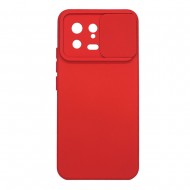 Capa Silicone Gel Xiaomi 13 Vermelho Com Protetor De Câmera E Janela Deslizante