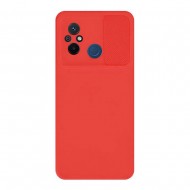 Capa Silicone Gel Xiaomi Redmi 12c Vermelho Com Protetor De Câmera E Janela Deslizante