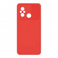 Capa Silicone Gel Xiaomi Redmi 12c Vermelho Com Protetor De Câmera E Janela Deslizante