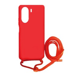 Funda De Silicona Xiaomi Redmi 13C Rojo Robusta Con Cuerda