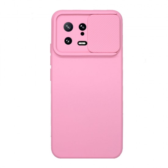 Xiaomi 13 Light Pink With Camera Protector And Sliding Window Silicone Gel Case Xiaomi 13 Light Pink With Camera Protector And Sliding Window Silicone Gel Case