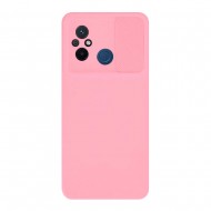 Capa Silicone Gel Xiaomi Redmi 12c Rosa Clara Com Protetor De Câmera E Janela Deslizante