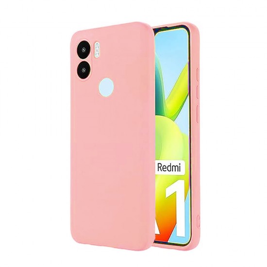 Xiaomi Redmi A1 Plus Pink Silicone Gel Case With Camera Protector