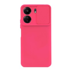 Capa Silicone Gel Xiaomi Redmi 13c 4g Rosa Choque Com Protetor De Câmera E Janela Deslizante