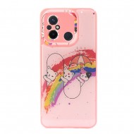 Capa Silicone Dura Xiaomi Redmi 12c Rosa Kitty Com Protetor De Câmera