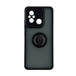 Capa Silicone Com Anel De Dedo Xiaomi Redmi 12c Preto Com Protetor De Câmera Elektro
