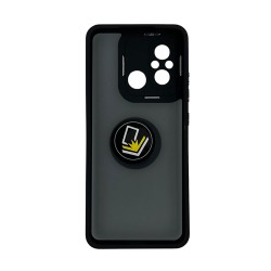 Capa Silicone Com Anel De Dedo Xiaomi Redmi 12c Preto Com Protetor De Câmera Elektro