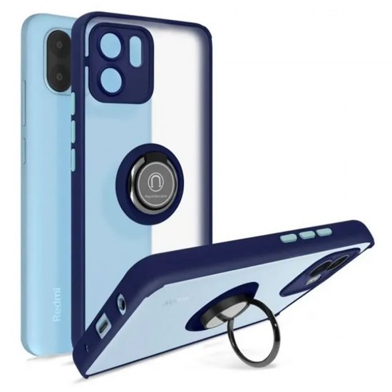 Capa Silicone Tpu Com Anel De Dedo Magnético Xiaomi Redmi A1 Azul Com Protetor De Câmera Fosco Capa Silicone Tpu Com Anel De Dedo Magnético Xiaomi Redmi A1 Azul Com Protetor De Câmera Fosco