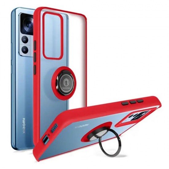 Xiaomi 12T/12T Pro Red Magnetic Ring TPU Silicone Case Xiaomi 12T/12T Pro Red Magnetic Ring TPU Silicone Case