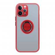 Capa Silicone Tpu Com Anel De Dedo Magnético Xiaomi Redmi 12 4g Vermelho Com Protetor De Câmera