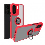 Xiaomi Redmi 13C 4G Red TPU Silicone Case With Magnetic Finger Ring