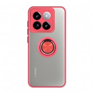 Capa Silicone Tpu Com Anel De Dedo Magnético Xiaomi 14 Vermelho Com Protetor De Câmera