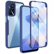 Capa Silicone Dura 360º Com Anel De Dedo Oppo A16/A16s/A55 5g Azul Magnético