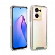 Capa Silicone Dura Anti-Choque Oppo Reno8 Pro Transparente Com Protetor De Câmera