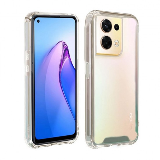 Oppo Reno8 Transparent Hard Anti-shock Silicone Case With Camera Protector