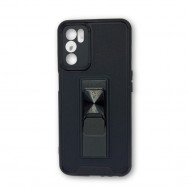 Capa Silicone Dura Anti-Choque Oppo A16 / A16s Preto Kickstand