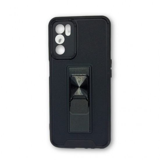 Capa Silicone Dura Anti-Choque Oppo A16 / A16s Preto Kickstand