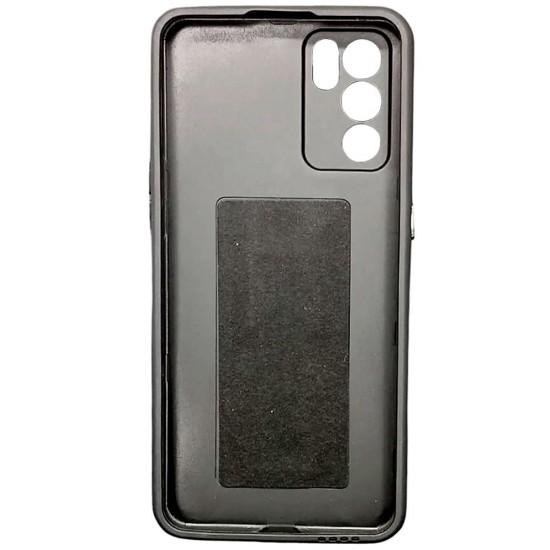 Capa Silicone Dura Anti-Choque Oppo Reno6 5g Preto Protetor De Camera E Kickstand