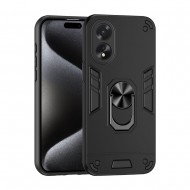 Oppo A38 4G Black Ring Armor Armor Carbon Anti-Shock Silicone Case With Camera Protector