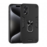 Capa Silicone Anti-Choque Armor Carbon Oppo A38 4g Preto Ring Armor Com Protetor De Câmera