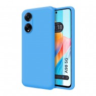 Capa Silicone Oppo A98 5g Azul Com Protetor De Câmera