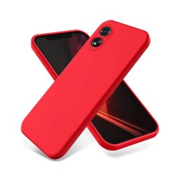 Oppo A38 4G/A18 Red Silicone Gel Case With Camera Protector