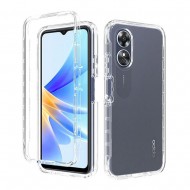 Capa Silicone Dura 360º Oppo A17/A17k Transparente Com Protetor De Câmera