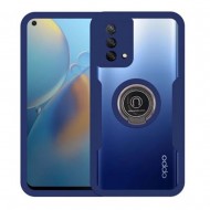 Capa Silicone Dura 360º Com Anel De Dedo Oppo A74 4g Azul Escuro Com Protetor De Câmera