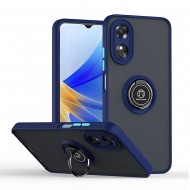 Capa Silicone Tpu Com Anel De Dedo Magnético Oppo A17/A17k Azul Com Protetor De Câmera