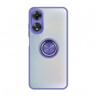 Capa Silicone Tpu Com Anel De Dedo Magnético Oppo A17/A17k Azul Com Protetor De Câmera
