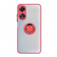 Capa Silicone Tpu Com Anel De Dedo Magnético Oppo A17/A17k Vermelho Com Protetor De Câmera