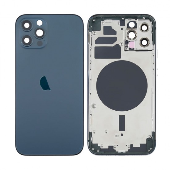 Tampa Traseira Apple Iphone 12 Pro Azul Com Frame Tampa Traseira Apple Iphone 12 Pro Azul Com Frame