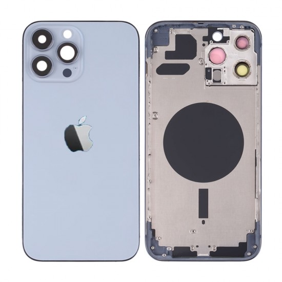 Tampa Traseira Apple Iphone 13 Pro Max Azul Com Frame Tampa Traseira Apple Iphone 13 Pro Max Azul Com Frame
