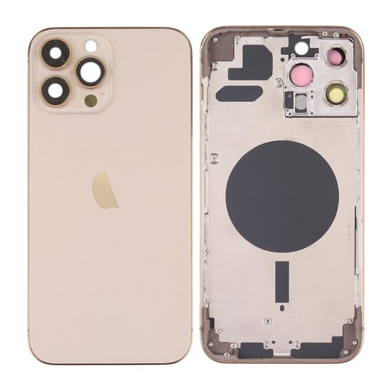 Tampa Traseira Apple Iphone 14 Pro Max Dourado Com Frame Tampa Traseira Apple Iphone 14 Pro Max Dourado Com Frame