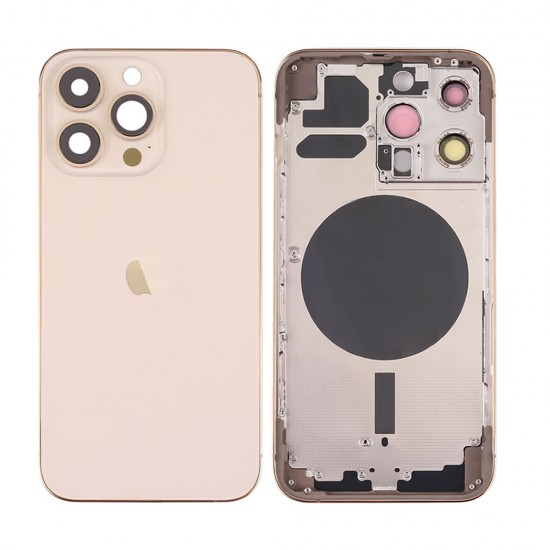 Tampa Traseira Apple Iphone 14 Pro Dourado Com Frame Tampa Traseira Apple Iphone 14 Pro Dourado Com Frame