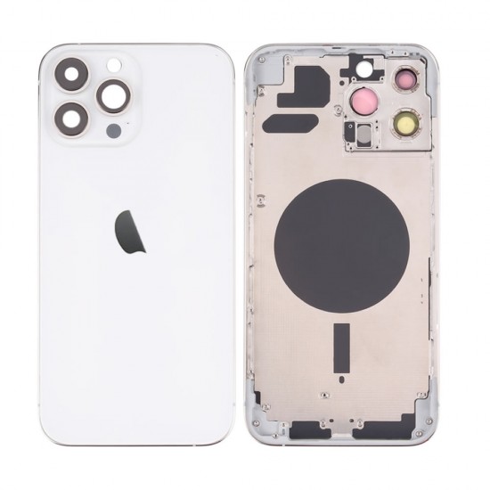 Tampa Traseira Apple Iphone 14 Pro Max Prata Com Frame Tampa Traseira Apple Iphone 14 Pro Max Prata Com Frame