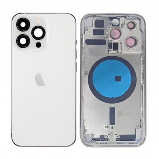 Tampa Traseira Apple Iphone 14 Pro Prata Com Frame Tampa Traseira Apple Iphone 14 Pro Prata Com Frame