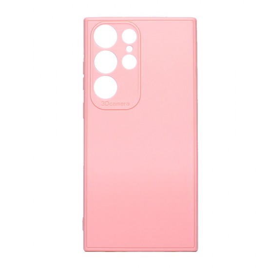 Capa Silicone Gel Samsung Galaxy S23 Ultra Rosa Clara Com Protetor De Câmera 3d