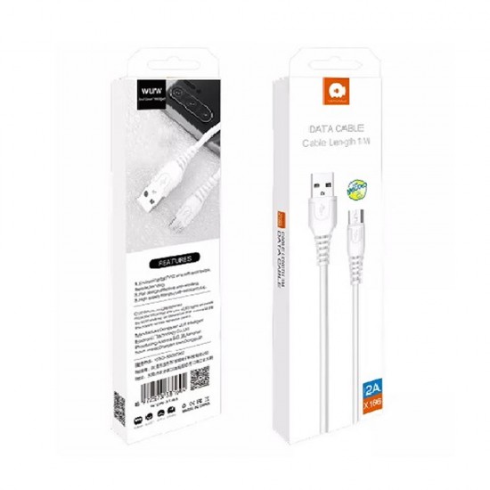 Cabo De Dados Usb Tipo C Wuw X166 Branco 2a 1m