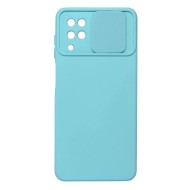 Samsung Galaxy A12 Turquoise Green With Camera Protector And Sliding Window Silicone Gel Case