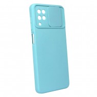 Samsung Galaxy A12 Turquoise Green With Camera Protector And Sliding Window Silicone Gel Case