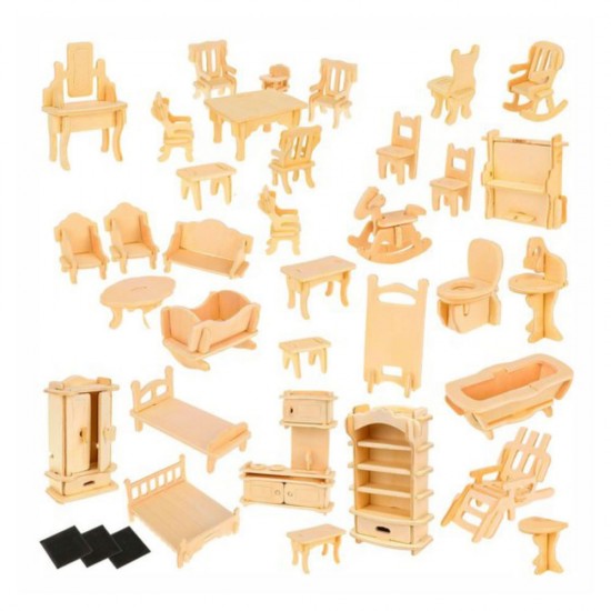Puzzle Oem Set Móveis De Maderia Para Casa De Bonecas 175pcs