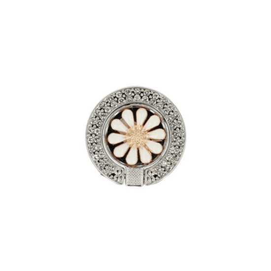 OEM Ref:8475 White Flower 360° Rotate 180° Fold Metal Ring Holder/Stand