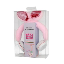 Earphone Gjby Plush Rabbit Pink Stereo 1.5m/3.5mm Aux With Microphone